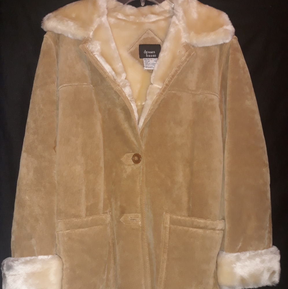 Dennis Basso  leather suede coat